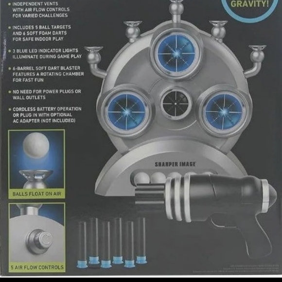 New Sharper Image Hover Target Game 6 Barrel Blaster 5 Floating Safe Indoor Gun - Picture 6 of 6